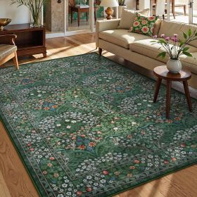 Washable 5X7Ft Light Pink Rug For Bedroom - Pink Boho Girl Nursery Rug, Living Room, Nature Insect Bug Print Home Decor (Variation Value 1: GREEN)
