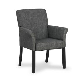 Fabric Upholstered Executive Guest Armchair with Rubber Wood Legs (Color: Grey)