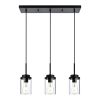 Kitchen Pendant Lighting Over Island 3 Lights Linear Chandelier Matte Black/ Brushed Nickel Finish Dining Room Light Fixtures Ceiling Hanging Lamp wit