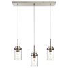 Kitchen Pendant Lighting Over Island 3 Lights Linear Chandelier Matte Black/ Brushed Nickel Finish Dining Room Light Fixtures Ceiling Hanging Lamp wit