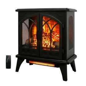 24 inch 3D Flame Electric Infrared Quartz Fireplace Stove with remote control (Color: as Pic)