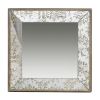 Antique Silver Square Mirror 24 x 24 With Floral Accents Decorative Tray Hanging Mirror Traditional Home Decor