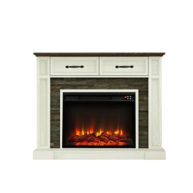 47" Electric Fireplace Remote Control With 2 Drawer (Color: Cream)