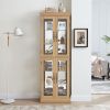 Lighted Glass Curio Display Cabinet,Display Cabinet,Glass Storage Cabinet Glass Wine cabinet Wood Frame Toy Display for Living Room, Kitchen