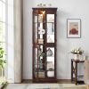 Lighted Glass Curio Display Cabinet,Display Cabinet,Glass Storage Cabinet Glass Wine cabinet Wood Frame Toy Display for Living Room, Kitchen
