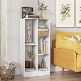 1PC 41 Inches 5-Cube Floor Bookcase with 2 Anti-Tipping Kits Home Office Bookcase (Color: White)