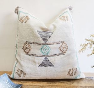 MONDAY Sabra silk inspired pillow cover Embroidered pillow cover 20x20 Pillowcase (Color: Pack of 1)