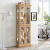 Lighted Glass Curio Display Cabinet,Display Cabinet,Glass Storage Cabinet Glass Wine cabinet Wood Frame Toy Display for Living Room, Kitchen