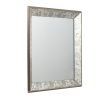 Antique Silver Square Mirror 24 x 24 With Floral Accents Decorative Tray Hanging Mirror Traditional Home Decor