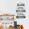 Kitchen Wall Decor Bless the Food Before Us Dining Room Wall Decor - Farmhouse Wall Art For Kitchen Dining Room- Wooden Rustic 5pcs Roped Sign 12x18 I