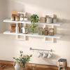 Floating Shelves, 15 Inch Wall Shelf Set of 2, Wall Mounted Storage Shelves 2-Tier, Hanging Bathroom Shelves, for Living Room, Bedroom, Bathroom