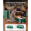 Metal Storage Trunk, Set of 2, Wooden Suitcase Storage Boxes with Padlocks, Large Trunk Includes Casters and 3 Metal Handles