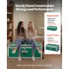 Metal Storage Trunk, Set of 2, Wooden Suitcase Storage Boxes with Padlocks, Large Trunk Includes Casters and 3 Metal Handles