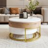Modern Round Lift-top Nesting Coffee Tables with 2 Drawers