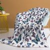 Garden Purple Butterfly Flannel Throw Blanket Soft Blankets and Throws Lightweight Plush Butterflies Lovers Gifts for Women Kids Girls