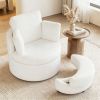360Â° Swivel Accent Chair with Half Moon Storage Ottoman