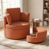 360Â° Swivel Accent Chair with Half Moon Storage Ottoman