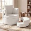 360Â° Swivel Accent Chair with Half Moon Storage Ottoman