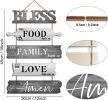 Kitchen Wall Decor Bless the Food Before Us Dining Room Wall Decor - Farmhouse Wall Art For Kitchen Dining Room- Wooden Rustic 5pcs Roped Sign 12x18 I