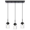 Kitchen Pendant Lighting Over Island 3 Lights Linear Chandelier Matte Black/ Brushed Nickel Finish Dining Room Light Fixtures Ceiling Hanging Lamp wit