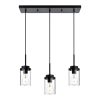 Kitchen Pendant Lighting Over Island 3 Lights Linear Chandelier Matte Black/ Brushed Nickel Finish Dining Room Light Fixtures Ceiling Hanging Lamp wit