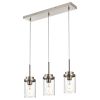 Kitchen Pendant Lighting Over Island 3 Lights Linear Chandelier Matte Black/ Brushed Nickel Finish Dining Room Light Fixtures Ceiling Hanging Lamp wit