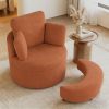 360Â° Swivel Accent Chair with Half Moon Storage Ottoman